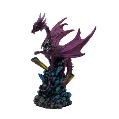 China 2021 New Item Polyresin Artificial Purple Wing-Up Dragon Crystal Mountain Decorative for sale