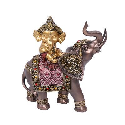 China Best Selling Poly Ganesh On Elephant Resin Artificial Decorated Elephant for sale