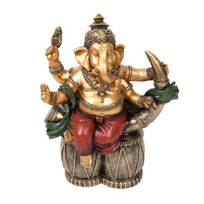 China 2022 High-Grade Ganesh Poly Artificial Ganesh Statue On Drum Resin Crafts Sculpture Supply Items Resin Crafts for sale