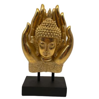 China 2021 Fashionable Modern Design Artificial Polyresin Buddha Gold Hand Decorative for sale