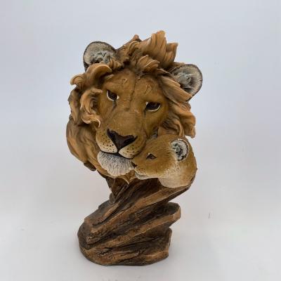 China Artificial made in China polyresin lion and baby head resin crafts animal statue for sale