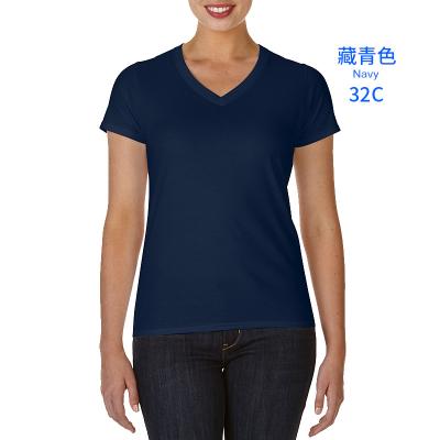 China Women 100% Cotton High Quality V-Neck Anti-Wrinkle Anti-Wrinkle T-Shirts Cheap Custom Digital Printing Logo V-Neck T-Shirts Plus Size for sale