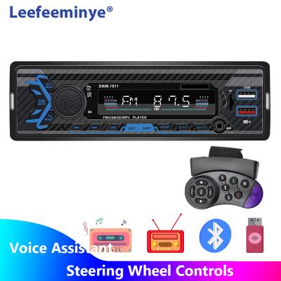 China FM Transmitter 1-Din Car Stereo With Auxiliary Handsfree Radio Voice Control 1Din Auxin TF Card FM Audio Autoradio for sale