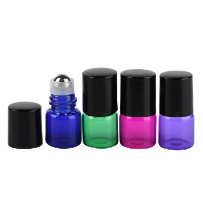 China Wholesale Multifunctional Colorful Green Blue Purple Amber Rose Essential Oil 1ml 2ml 3ml Mini Roller Glass Bottle for sale