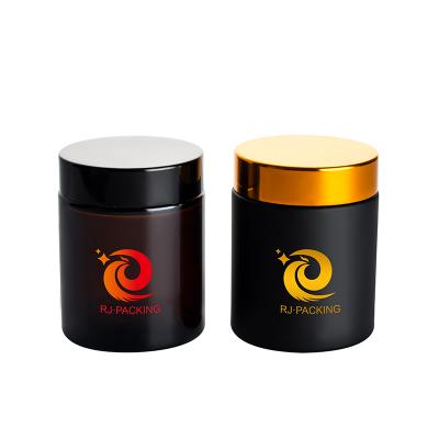 China Multifunctional Luxury Empty Cosmetics Packaging Containers 5g 10g 15g 20g 30g 50g 60g 100g Amber Glass Body Face Cream Jar With Black Lid for sale