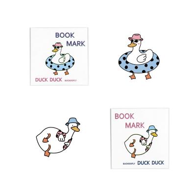 China Small Cartoon Cute Fresh Creative Stationery BUCKOOFLY Paperclip Duck Plastic Bookmarks Kawaii for sale