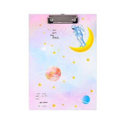 China Reserved loop on the top for office cartoon A4 panel clip paper easy carry single clipboard for sale