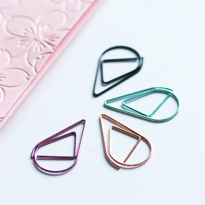 China 6 Small Plant Rose Golden Water Drop Shaped Paper Clips for sale