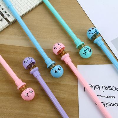 China Creative multicolor cute normal cartoon 0.5mm stress reliever shaking its head spring funny gel pen for sale