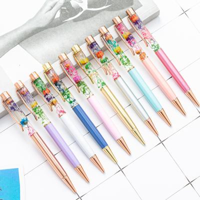 China Creative Oil/Water Wafer Ballpoint Pen Fashion DIY Factory Specimen Pen Korean Japanese Flower Creative Dry Ballpoint Pen for sale