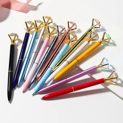 China Crystal Metal Crown Ball Point Pen With Big Crystal Diamond Crown Funky Queen Logo Style Scepter Customized Ballpoint Pen for sale