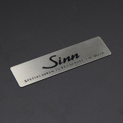 China Custom Branded Logo Embossed Machine Equipment Stainless Steel Logo Brushed Name Plate Metal Engraved Label for sale