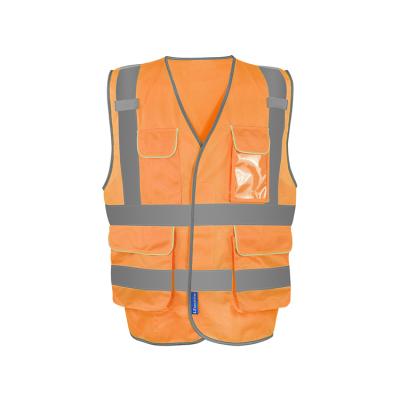 China Soft Yellow Reflective Workwear 9 Pockets Durable Vest Safety Vest With Reflective Belt for sale