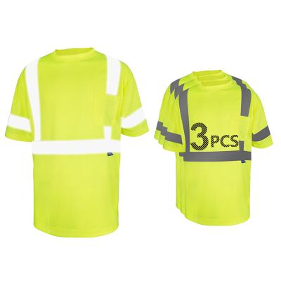 China Soft Reflective High Visibility Safety Reflective T-shirt Shorts Sheath Breathable Quick Dry T-shirt for sale