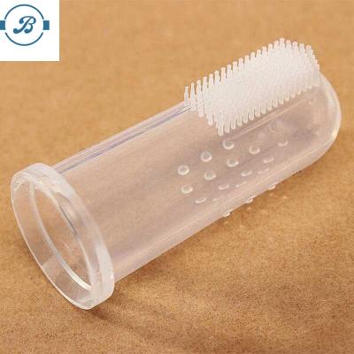 China Food Grade Silicon Disposable Disposable Baby Finger Toothbrush For Mouth Cleaning With A Plastic Box for sale