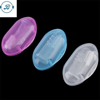 China Hot Sales Disposable Baby Kids Clean Finger Soft Toothbrush Silicone Teeth and Gum Massager Reusable Brush for sale