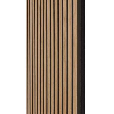 China Highly Effective Sound Absorption Fireproof Decorative MDF Panel Wall Cladding Wood Slat Sound Absorbing Wall Panels Veneer Akupanel Woodgrain Acoustic Panel for sale