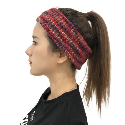 China Hair Accessories Shape Custom Headband Tie Dye Knit Crochet Ponytail Hairband Warm Winter Hair Wool Hair Bands for sale