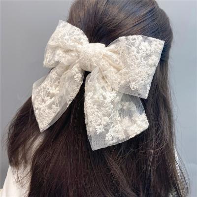 China Cute Fashion Women Girls Hairpin Hairpins Lace Up Flower Bow Ribbon Hair Rope Ornament Fashion Headband White Black Hair Accessory for sale