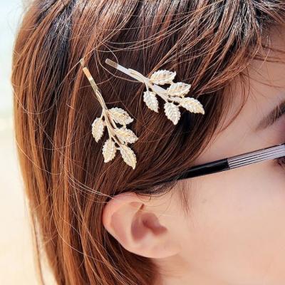 China Fashion Women Girl Hair Clip Olive Branch Leaves Pearl Metal Hair Clip Beauty Styling Bobby Pin Barrette Hairpin Headdress Accessories for sale