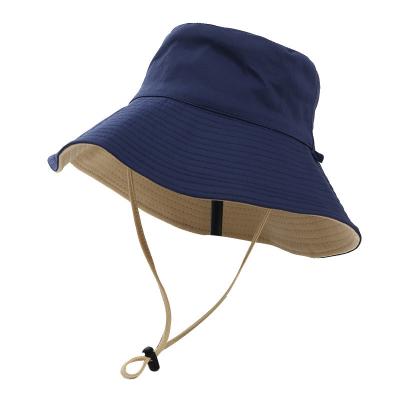 China Fashion Women's Solid Color Fisherman Outdoor Sun Protection Shade And Windshield Hat Big Brim Double Sided Foldable Sun Hat for sale