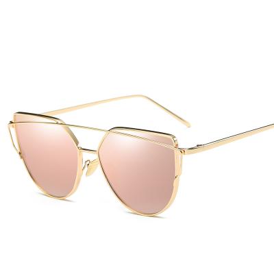 China Vintage Cateye Sun Semi Rimless Lenses Fashion Cat Eye Sunglasses Women Brand Design Mirror Luxury Rose Gold Sunglasses Lady Eyewear for sale