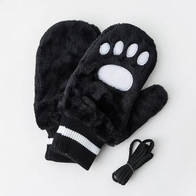 China Winter Soft Fur Animal Paw Stain Winter Gloves for Outdoor Student Thick Warm Outdoor Mittens Keep Woolen Mittens Girls Boys Warm for sale