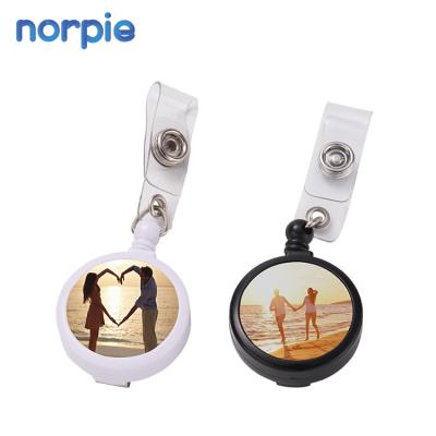 China Direct Factory Price Desktop Plastic Sublimation DIY Photo Badge Reel Round Clip for sale