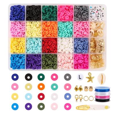 China For DIY Jewelry Making Polymer Clay Spacer Beads For Jewelry Making Bracelets Necklace Diy Craft Kit 6Mm 15 Colors Round Flat for sale