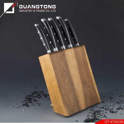 China 6 Pcs ABS Best Sellers Stainless Steel Handle Disposable Forged Kitchen Knife Set With Wooden Knife Block Set for sale