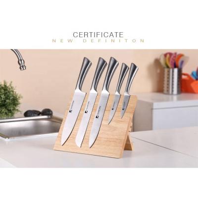 China 6 Pcs Stainless Steel Handle Disposable Hollow Knife Set With Magnet Knife Wood Block for sale