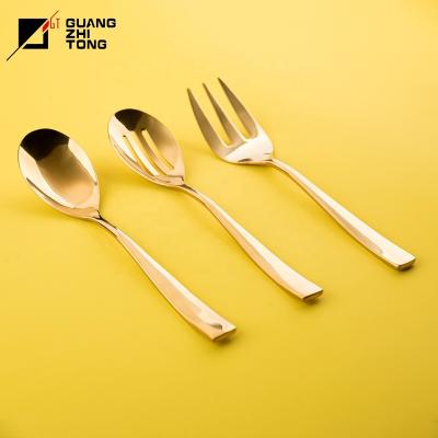 China High Quality 18/10 Color PVD Coating Disposable Gold Stainless Steel Salad Set Flatware Dinnerware Set for sale