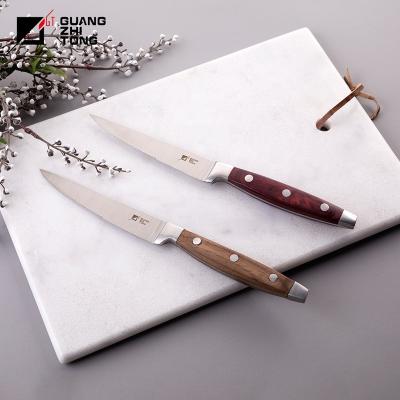 China Disposable Best Sellers 4 PCs Forged 4.5 Inch Pakka Wood Stainless Steel Handle Steak Knife Set for sale