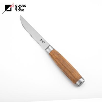 China 4.5 Inch Stainless Steel Disposable Best Sellers Double Forged Handle Bamboo Steak Knife for sale