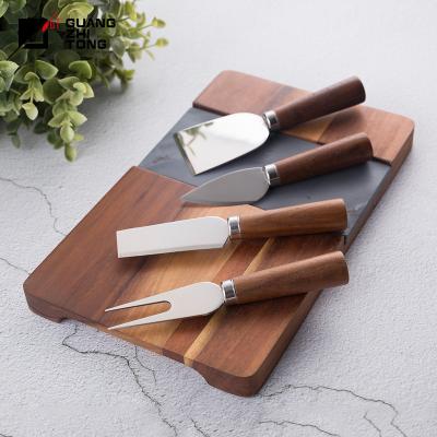 China 4 Pcs Sustainable Wooden Black Walnut Handle Cheese Knife Set For Kitchen for sale