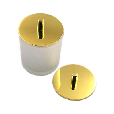 China Non Spill New Design Zinc Alloy Shiny Gold Color Candle Lid For Candle Jar for sale