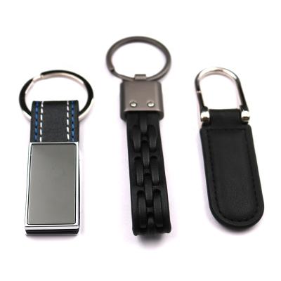 China Leather Manufacturer Logo Simple Design Custom Metal Embossed PU Leather Keychain Key Chain With Your Own Logo for sale