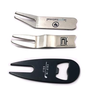 China Promotional Gifts High Quality Custom Logo Metal Iron Golf Digging Engraved Stainless Tool With Golf Ball Marker for sale