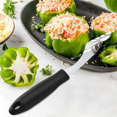 China Viable Pepper Chili Corer Remover Stainless Steel Jalapeno Pepper Hollow Puncher with Serrated Edge Cucumber Hollow Punch for sale