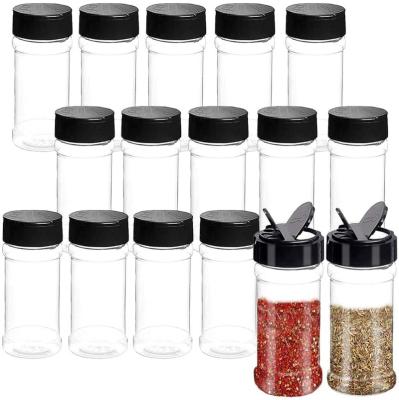 China Viable Wholesale Cheap Eco Friendly Condiment Bottle Pet Salt Pepper Spice Plastic Jars With Lid for sale