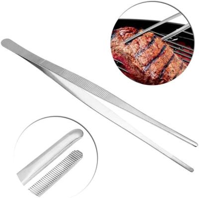 China Kitchen Viable Chef Stainless Steel Tweezers Sets Food Tongs Long With Serrated Tip Food Tweezers For Cooking for sale