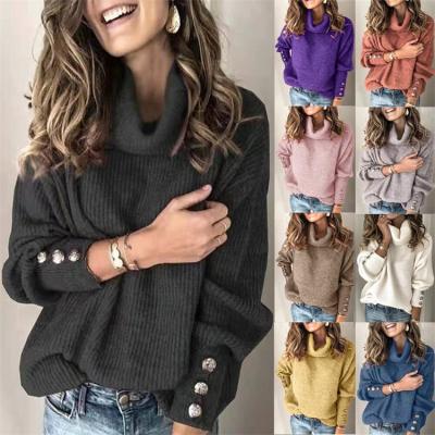 China Autumn Hot Striped Ladies Sweater Solid Color Fashion Loose Women's Pullover Top 2021 Viable for sale