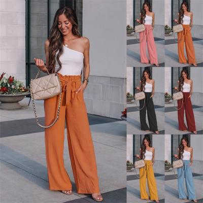 China Casual Women's Pants 2021 Autumn Flare Cotton Ladies Pants Street High Wide Leg Loose Warm Viable Long Waist for sale