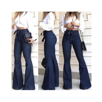 China Sustainable 2021 Summer Women Ladies Hot Street High Waist Jeans Long Denim Pencil Pants With Bow Tie for sale