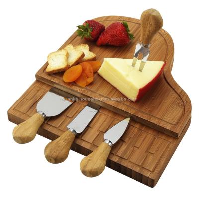 China Sustainable Sustainable Bamboo Piano Cheese Board Set for sale