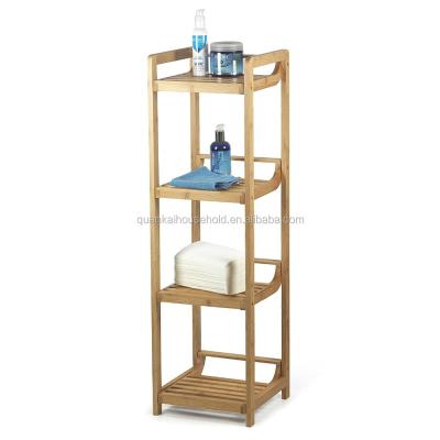 China Bamboo Corner Organizer Multifunctional Storage Rack Bathroom Shelf 4-Tier Multifunctional 100% Sustainable Storage Rack for sale