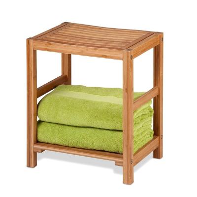 China Eco-friendly Natural Bamboo Shoe Rack Shower Bench For Bathroom Bathroom Bench for sale