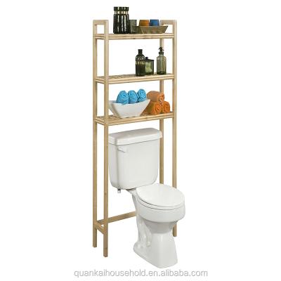 China Sustainable Natural Bamboo 3 Tier Above Toilet Bathroom Storage Space Saver Bathroom Storage Rack Shelf for sale