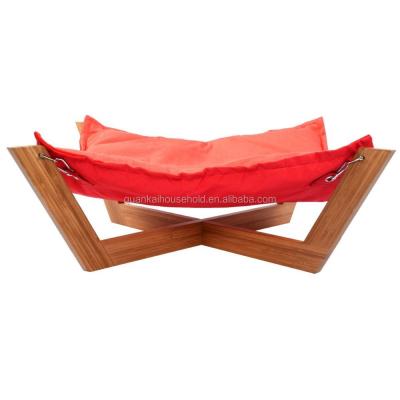 China Living Room X Cross Base Bamboo Wooden Pet Hammock Bed for sale