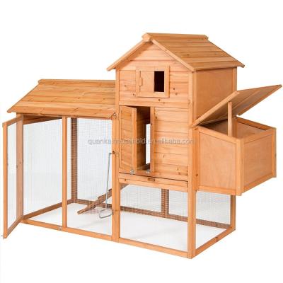 China Sustainable Bamboo Wooden Chicken Cage With Laying Box And Outdoor Run for sale